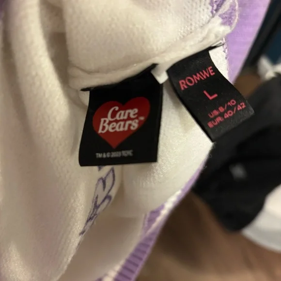 ROMWE Purple and White Care Bear Pullover Cropped Shortsleeved Sweater - Picture 6 of 6